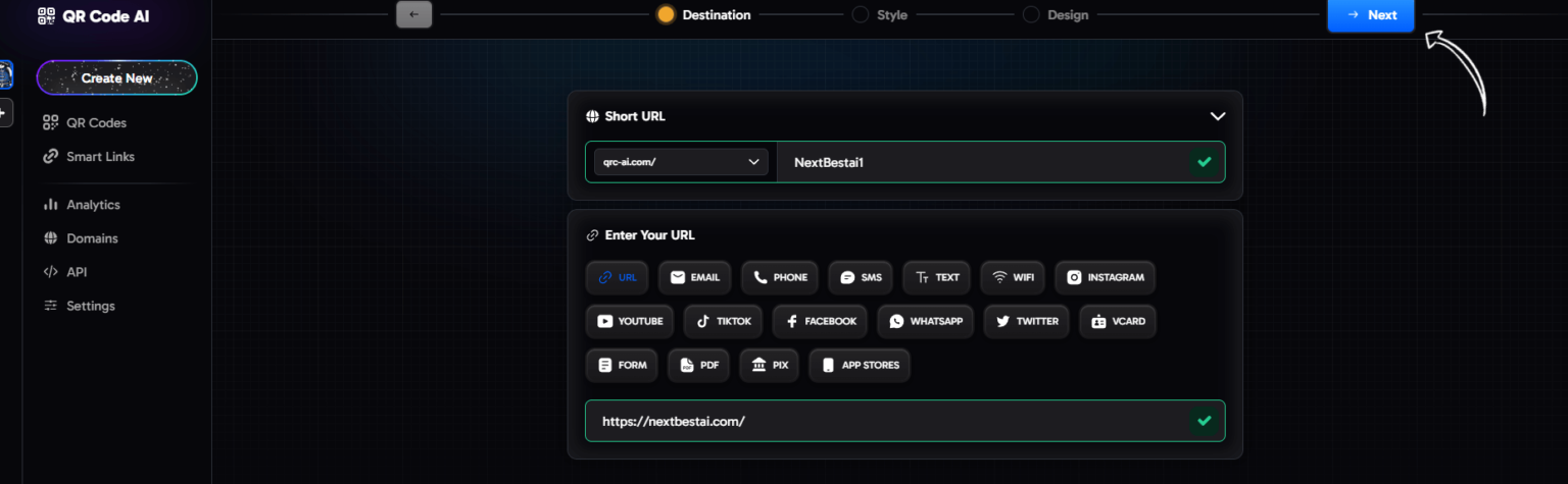2. Add URL and QR code name
