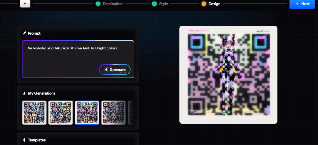 QRCode-AI custom-designed QR code showcasing AI-generated art and smart link features